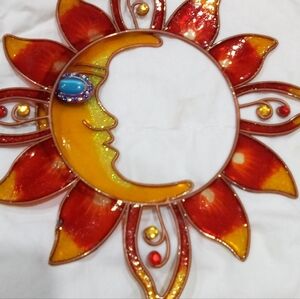 Vibrant Sun and Moon Wall Art Chime Handmade